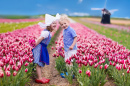 Dutch Children in a Tulip Field